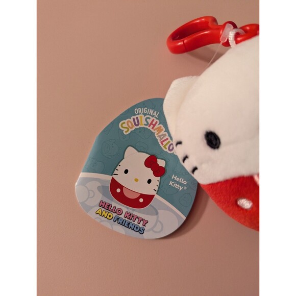 Squishmallows Sanrio 3.5-Inch Hello Kitty Official Jazwares Plush Bag Clip Red - Picture 2 of 3